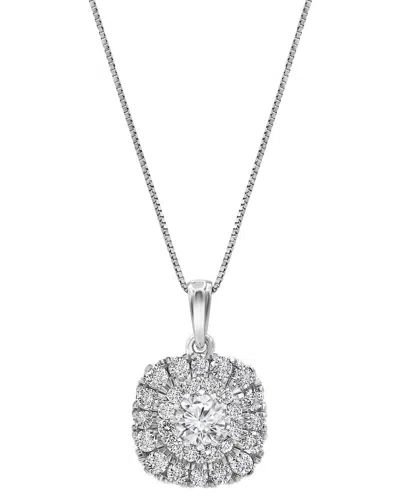 Lab Grown Diamonds 14k 1.00 Ct. Tw. Lab Grown Diamond Halo Pendant In White