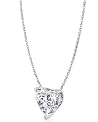 Lab Grown Diamonds 14k 1.00 Ct. Tw. Lab-grown Diamond Heart Necklace In Metallic