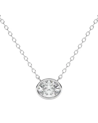 Lab Grown Diamonds Dnu 14k 1.00 Ct. Tw. Lab-grown Diamond Necklace In Metallic