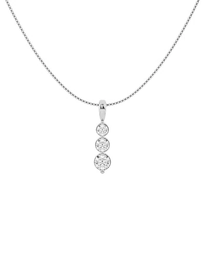 Lab Grown Diamonds 14k 1.00 Ct. Tw. Lab-grown Diamond Solitaire Pendant Necklace In Silver