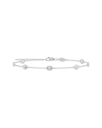 Lab Grown Diamonds 14k 1.00 Ct. Tw. Lab-grown Diamond Station Bracelet In Metallic