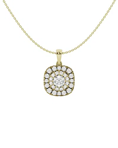 Lab Grown Diamonds 14k 1.50 Ct. Tw. Lab-grown Diamond Halo Pendant In Gold