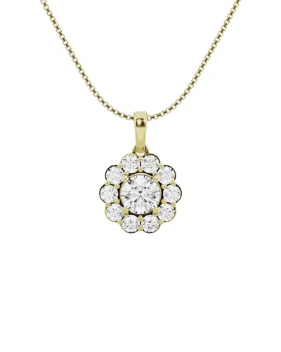 Lab Grown Diamonds 14k 1.50 Ct. Tw. Lab-grown Diamond Halo Pendant In Gold