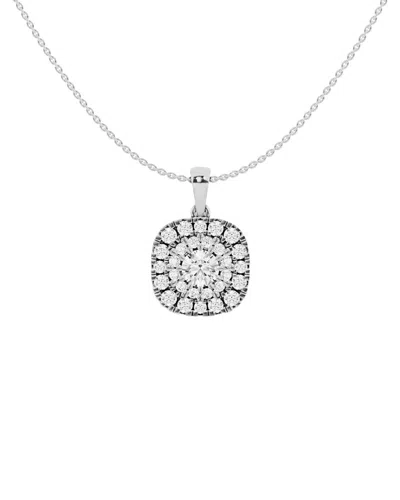 Lab Grown Diamonds 14k 1.50 Ct. Tw. Lab-grown Diamond Halo Pendant Necklace In Silver
