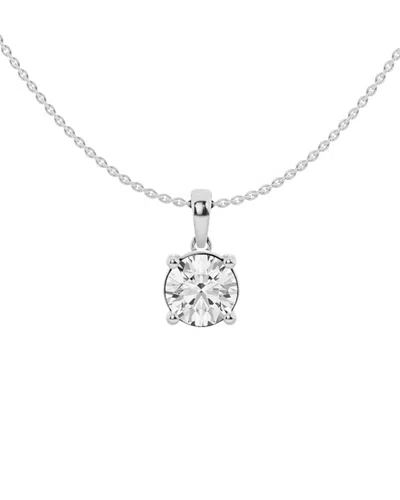 Lab Grown Diamonds 14k 1.50 Ct. Tw. Lab-grown Diamond Solitaire Pendant In Metallic