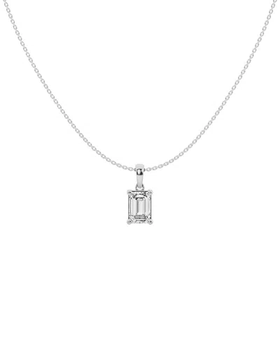 Lab Grown Diamonds 14k 1.50 Ct. Tw. Lab-grown Diamond Solitaire Pendant Necklace In Silver
