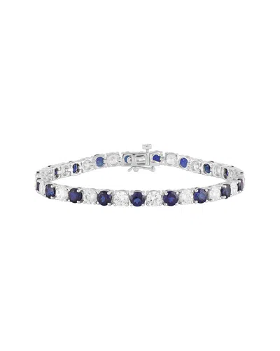 Lab Grown Diamonds 14k 15.50 Ct. Tw. Lab-grown Diamond & Lab-grown Blue Sapphire Fashion Bracelet
