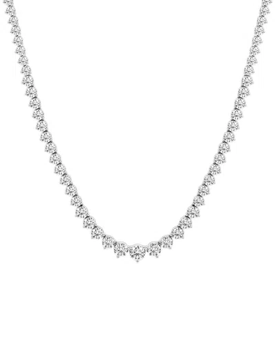 Lab Grown Diamonds 14k 17.00 Ct. Tw. Lab-grown Diamond Riviera Necklace In Metallic