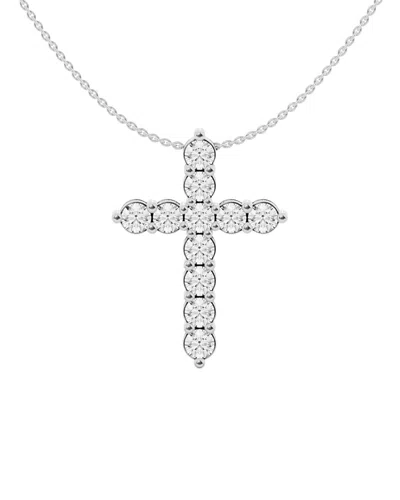 Lab Grown Diamonds 14k 2.00 Ct. Tw. Lab-grown Diamond Cross Pendant In Metallic