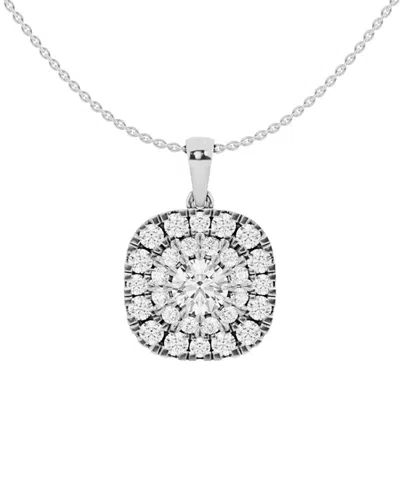 Lab Grown Diamonds 14k 2.00 Ct. Tw. Lab-grown Diamond Halo Pendant In Metallic