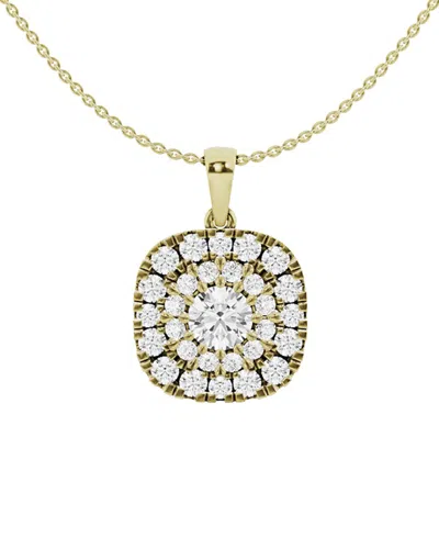 Lab Grown Diamonds 14k 2.00 Ct. Tw. Lab-grown Diamond Halo Pendant Necklace In Multi