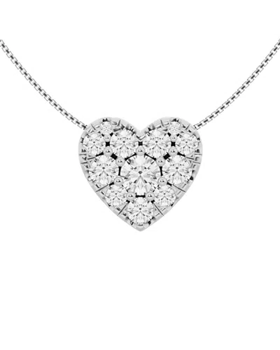 Lab Grown Diamonds 14k 2.00 Ct. Tw. Lab-grown Diamond Heart Pendant Necklace In Metallic