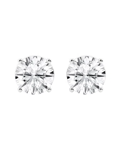 Lab Grown Diamonds Silver 3.00 Ct. Tw. Lab-grown Diamond 4 Prong Stud Earring In Transparent