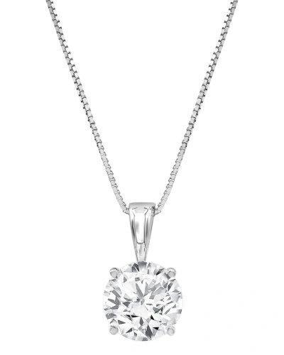Lab Grown Diamonds 14k 3.00 Ct. Tw. Lab Grown Diamond Solitaire Pendant Necklace In Silver