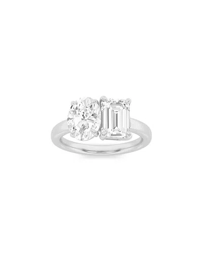 Lab Grown Diamonds 14k 3.00 Ct. Tw. Lab-grown Diamond Toi Et Moi Ring In Silver
