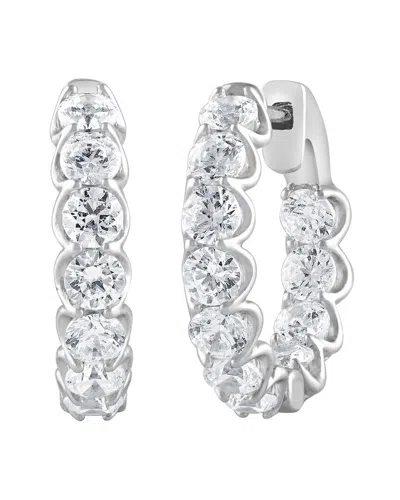 Lab Grown Diamonds 14k 3.52 Ct. Tw. Lab-grown Diamond Hoops In Silver
