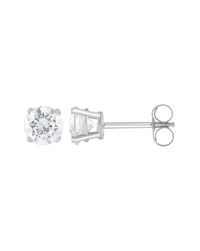 Lab Grown Diamonds 14k Gold 1.00 Ct. Tw. Lab-grown Diamond 4 Prong Stud Earring In Silver