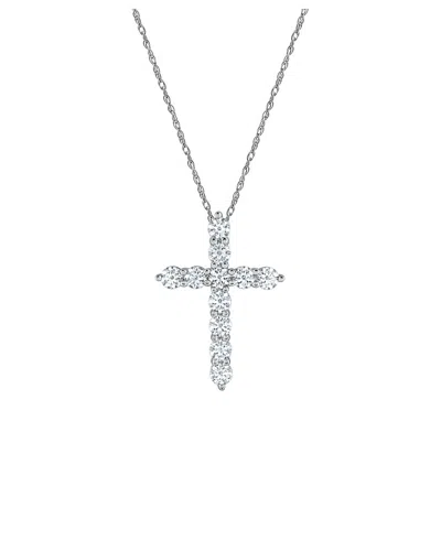 Lab Grown Diamonds 14k Gold 1.00 Ct. Tw. Lab-grown Diamond Cross Pendant In Silver