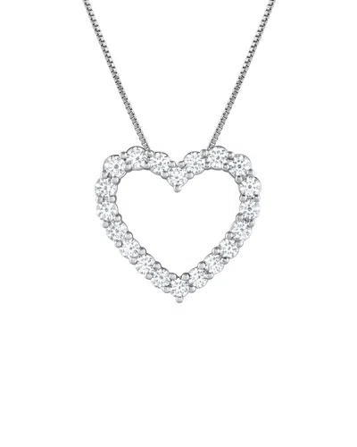 Lab Grown Diamonds 14k Gold 1.00 Ct. Tw. Lab-grown Diamond Heart Pendant In Silver