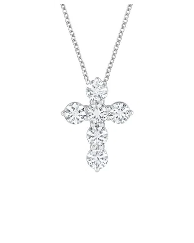Lab Grown Diamonds 14k Gold 2.00 Ct. Tw. Lab-grown Diamond Cross Pendant In Metallic