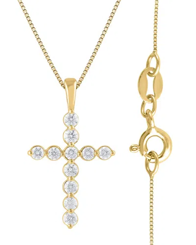 Lab Grown Diamonds 14k Over Silver 0.25 Ct. Tw. Lab Grown Diamond Cross Pendant In Gold