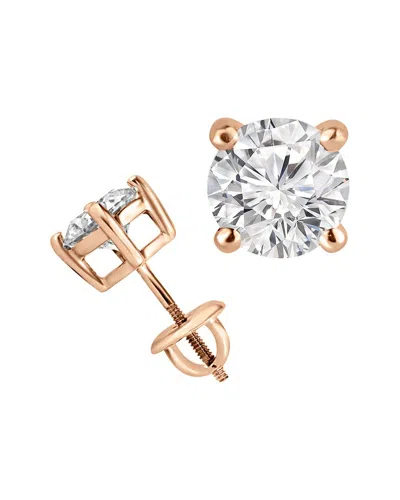 Lab Grown Diamonds 14k Rose Gold 1.50 Ct. Tw. Lab-grown Diamond Earrings In Metallic