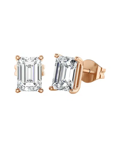 Lab Grown Diamonds 14k Rose Gold 4.00 Ct. Tw. Lab-grown Diamond Studs In Metallic
