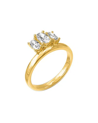 Lab Grown Diamonds 18k Over Silver 0.76 Ct. Tw. Lab-grown Diamond 3-stone Ring In Gold