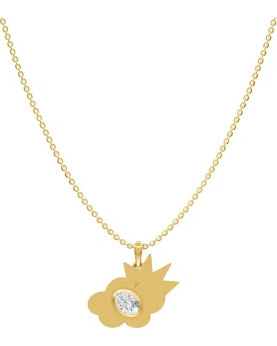 Lab Grown Diamonds 18k Over Silver 0.85 Ct. Tw. Lab-grown Diamond Necklace In Gold