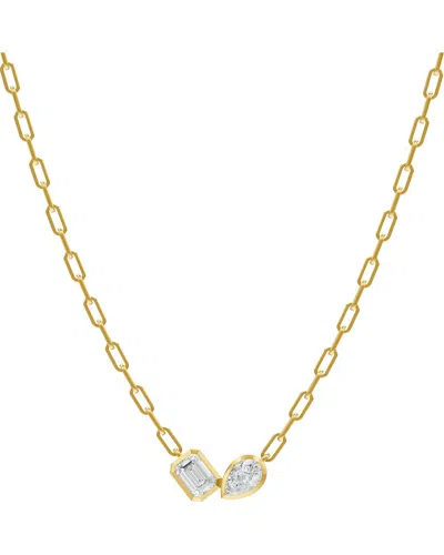Lab Grown Diamonds 18k Over Silver 1.70 Ct. Tw. Lab-grown Diamond Necklace In Metallic