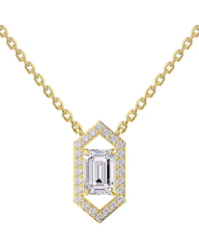 Lab Grown Diamonds 18k Over Silver 1.71 Ct. Tw. Lab-grown Diamond Pendant Necklace In Gold