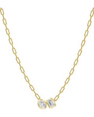 Lab Grown Diamonds 18k Over Silver 1.80 Ct. Tw. Lab-grown Diamond Necklace In Orange