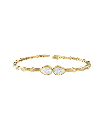 Lab Grown Diamonds 18k Over Silver 2.40 Ct. Tw. Lab-grown Diamond 2-stone Bracelet In Gold