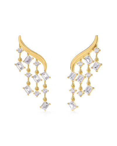 Lab Grown Diamonds 18k Over Silver 3.30 Ct. Tw. Lab-grown Diamond Dangle Earrings In Gold