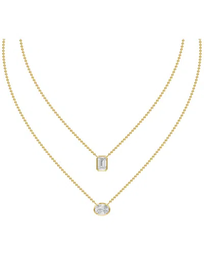Lab Grown Diamonds 18k Plated 3.02 Ct. Tw. Lab-grown Diamond Necklace In Blue