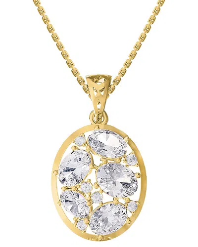 Lab Grown Diamonds 18k Vermeil 3.72 Ct. Tw. Lab-grown Diamond Pendant Necklace In Gold