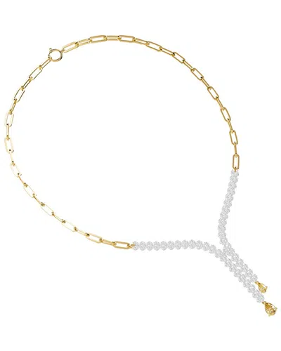 Lab Grown Diamonds 18k Vermeil 4.12 Ct. Tw. Lab-grown Diamond Drop Necklace In Gold
