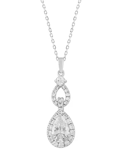 Lab Grown Diamonds Brilliant Bloom 14k 1.50 Ct. Tw. Lab-grown Diamond Pendant In Silver