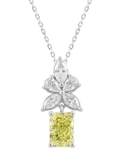 Lab Grown Diamonds Brilliant Bloom 14k 2.25 Ct. Tw. Lab-grown Diamond Pendant In Silver