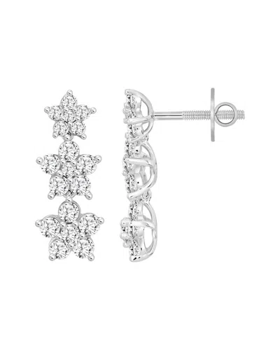 Lab Grown Diamonds Brilliant Bloom 14k 3.00 Ct. Tw. Lab-grown Diamond Flower Earrings In Multi