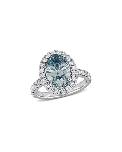 Lab Grown Diamonds Creative Forever 14k 4.06 Ct. Tw. Lab-grown Diamond Halo Ring In Metallic