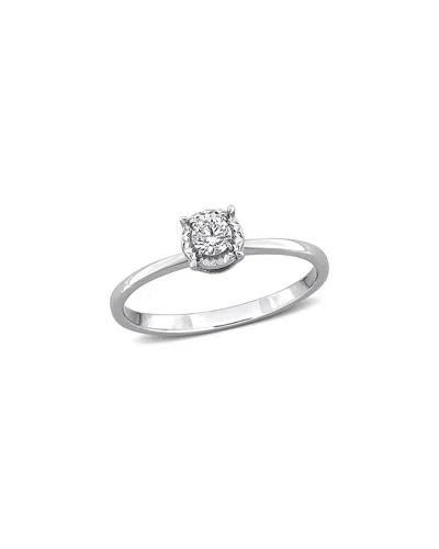 Lab Grown Diamonds Creative Forever 18k 0.17 Ct. Tw. Lab-grown Diamond Halo Ring In Metallic