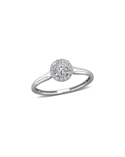 Lab Grown Diamonds Creative Forever 18k 0.20 Ct. Tw. Lab-grown Diamond Halo Ring In Metallic