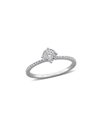 Lab Grown Diamonds Creative Forever 18k 0.22 Ct. Tw. Lab-grown Diamond Halo Ring In Metallic