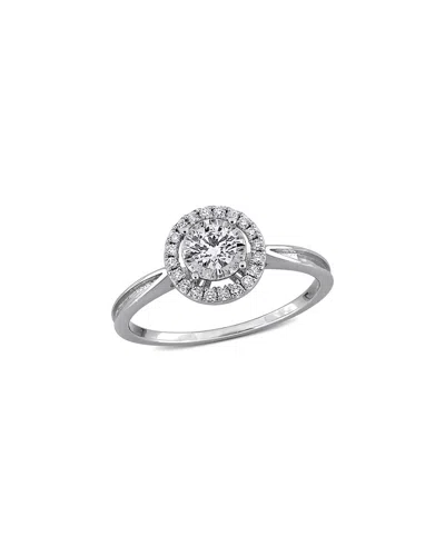 Lab Grown Diamonds Creative Forever 18k 0.35 Ct. Tw. Lab-grown Diamond Halo Ring In Metallic