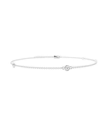 Lab Grown Diamonds Silver 0.13 Ct. Tw. Lab-grown Diamond Bolo Bracelet In Transparent