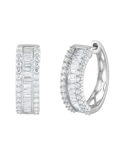 Lab Grown Diamonds Silver 1.25 Ct. Tw. Lab-grown Diamond Hoop Earrings In Metallic