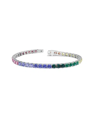 Lab Grown Diamonds Silver 14.00 Ct. Tw. Lab-grown Diamond & Lab-grown Sapphire Tennis Bracelet In Multi