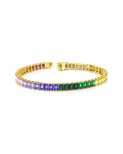 Lab Grown Diamonds Silver 14.00 Ct. Tw. Lab-grown Diamond & Lab-grown Sapphire Tennis Bracelet In Multi