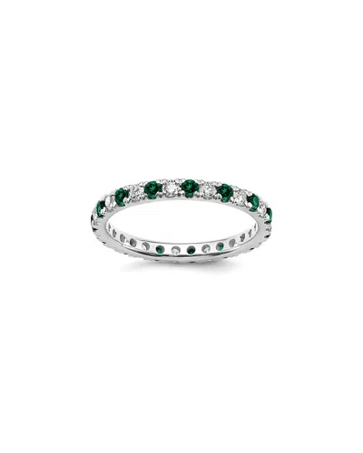 LAB GROWN GEMSTONES 14K 1.15 CT. TW. LAB-GROWN DIAMOND & LAB-GROWN EMERALD ETERNITY RING